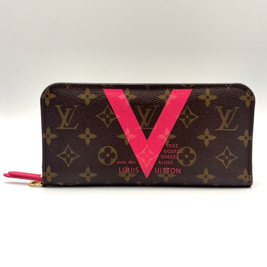 Louis Vuitton Monogram Zippy Wallet Leather Pink Brown Gold