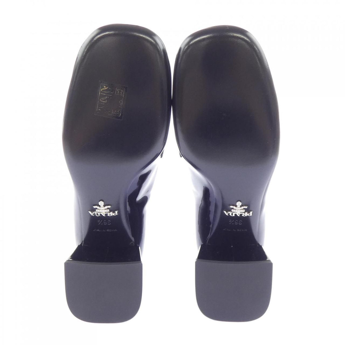 Prada Triangle Logo Chunky Heel Loafers Shoes — view 4