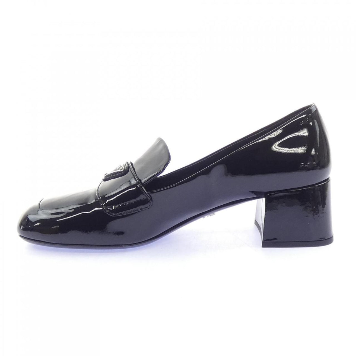 Prada Triangle Logo Chunky Heel Loafers Shoes — view 2