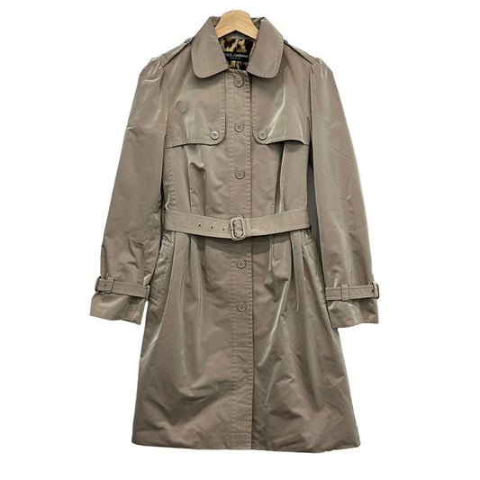 Dolce & Gabbana Coat 38 S Gray Beige Long Sleeve Spring Autumn
