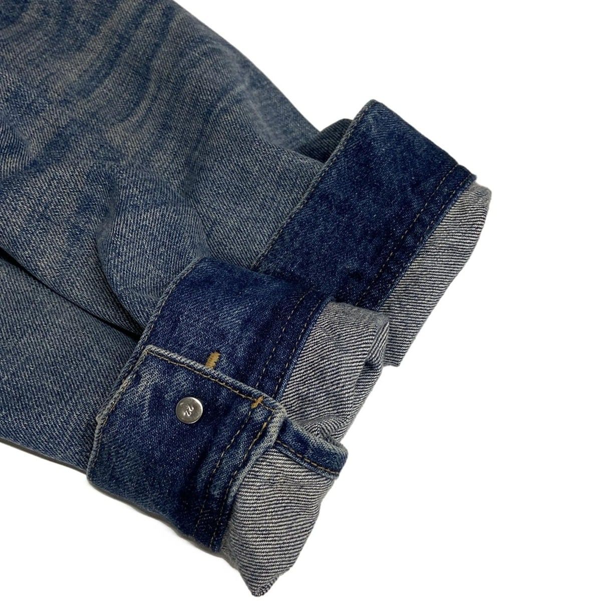 Celine Jean M Trucker Jacket Blue Light Gray Long Sleeve Sweatshirt Hooded Logo — view 7