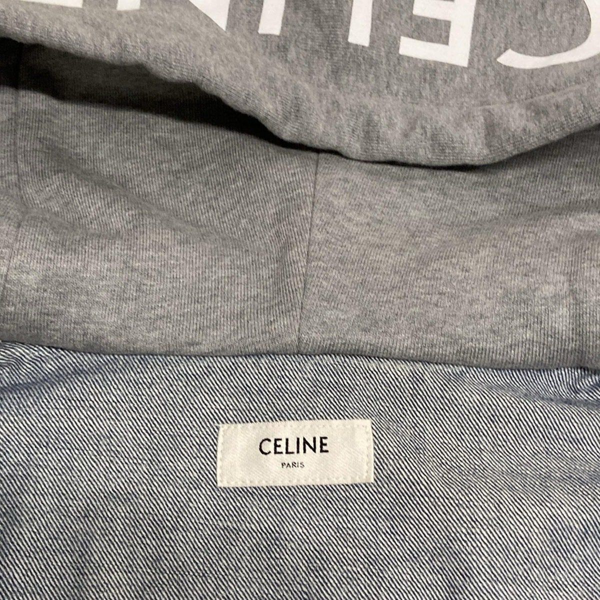 Celine Jean M Trucker Jacket Blue Light Gray Long Sleeve Sweatshirt Hooded Logo — view 8