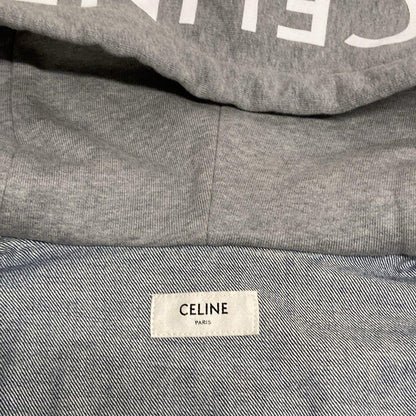 Celine Jean M Trucker Jacket Blue Light Gray Long Sleeve Sweatshirt Hooded Logo — view 8