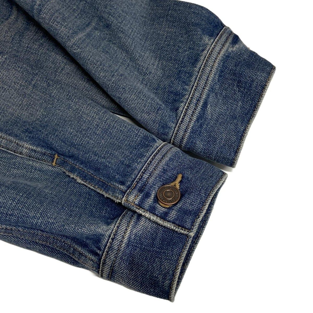 Celine Jean M Trucker Jacket Blue Light Gray Long Sleeve Sweatshirt Hooded Logo — view 6