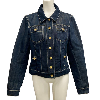 Louis Vuitton 38 M Dark Navy Long Sleeve Denim Rhinestone Lame Spring Autumn