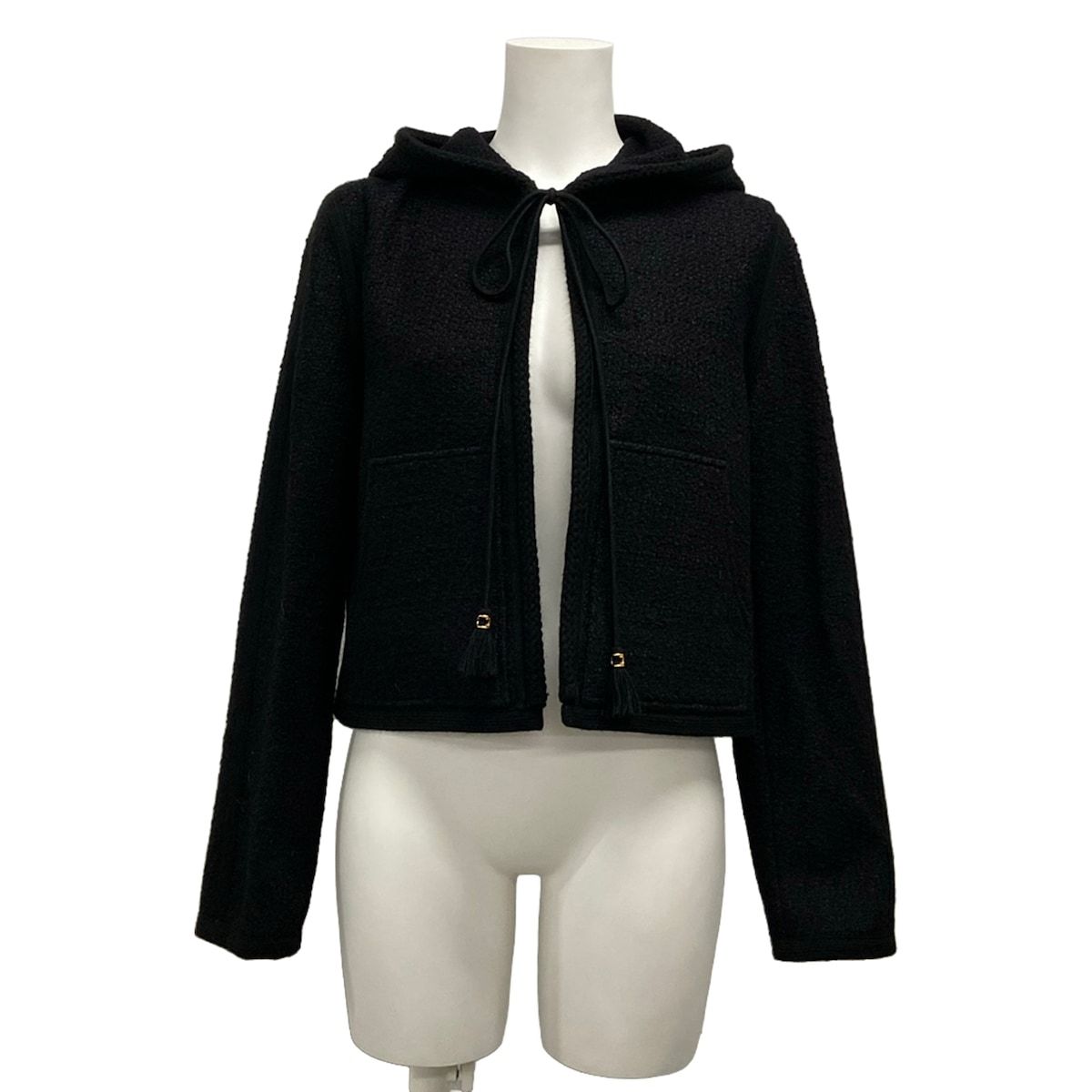 Celine Poncho 36 S Black Winter Cotton Wool Cape
