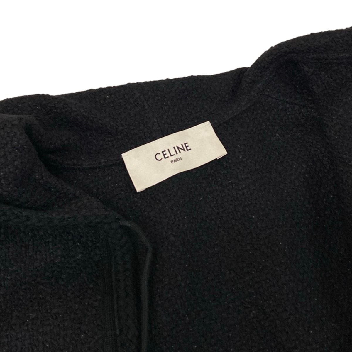 Celine Poncho 36 S Black Winter Cotton Wool Cape — view 7