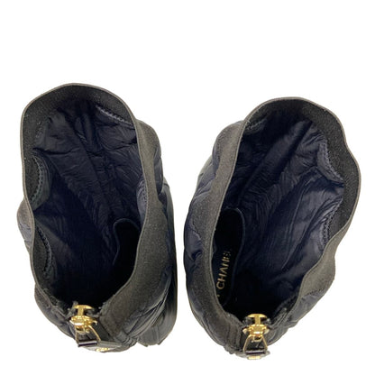 Chanel Long Boots C Black 2-Way Nylon Cover Removable with Pocket Quilted 37 — view 7