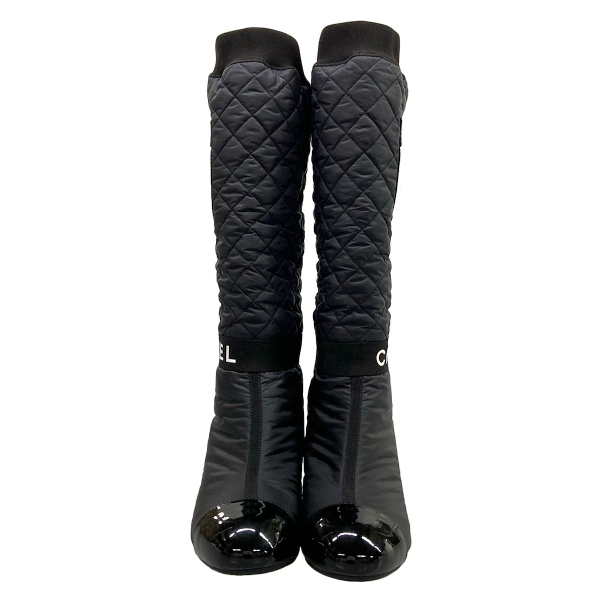 Chanel Long Boots C Black 2-Way Nylon Cover Removable with Pocket Quilted 37 — view 5