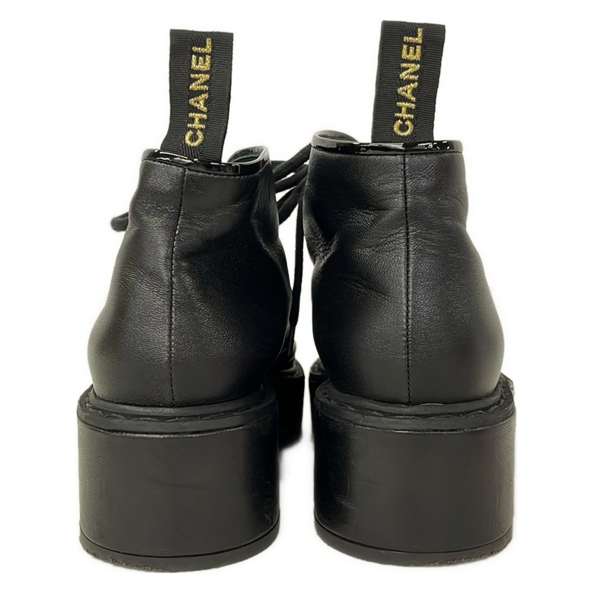 Chanel Short Boots C Black CC Logo Pearl Leather Lambskin 36 — view 3