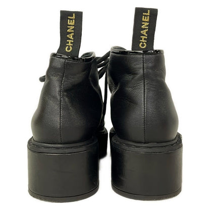Chanel Short Boots C Black CC Logo Pearl Leather Lambskin 36 — view 3