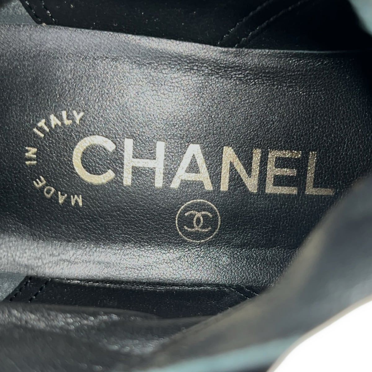 Chanel Short Boots C Black CC Logo Pearl Leather Lambskin 36 — view 5