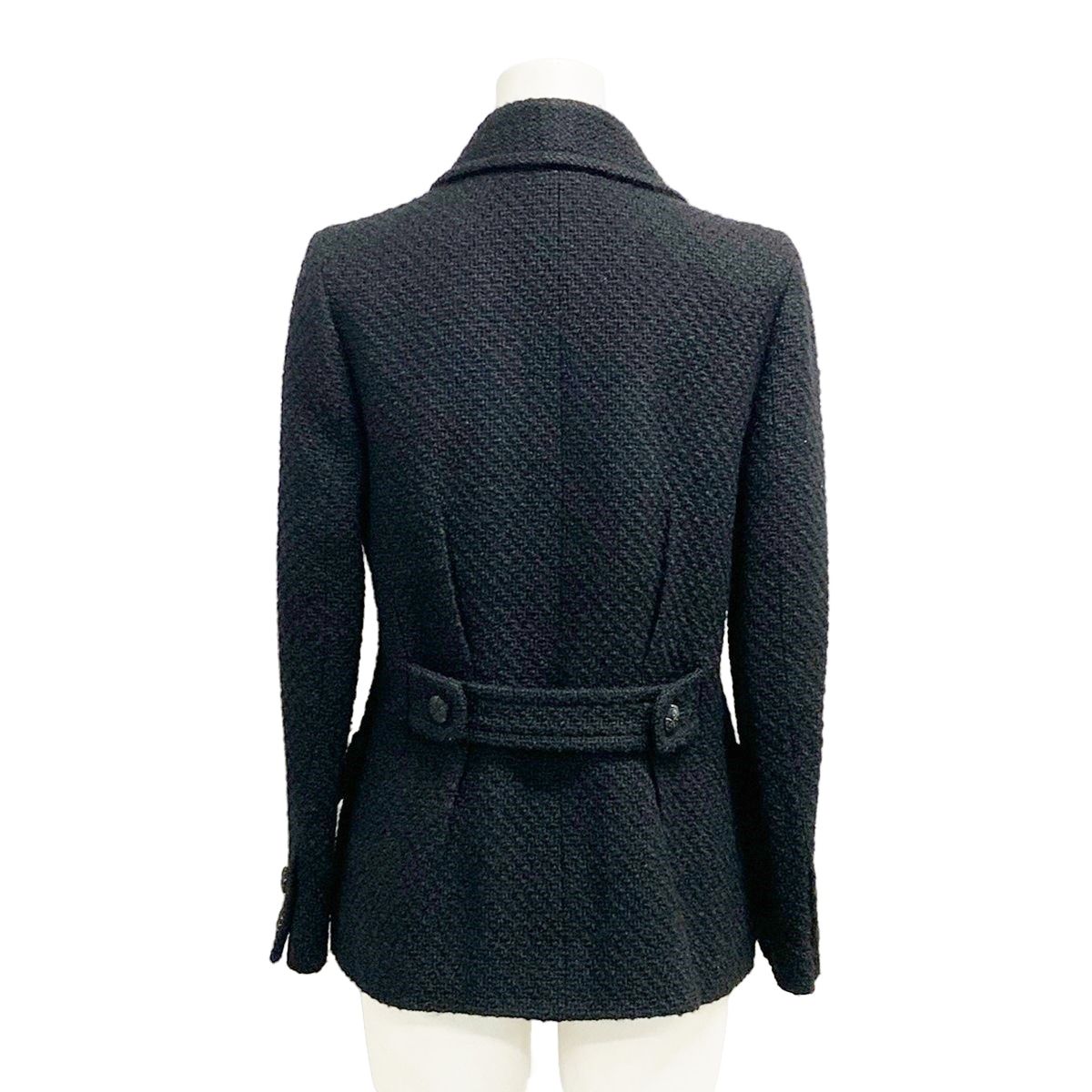 Chanel Coat 38 M Black Long Sleeve Tweed Short Length Winter Autumn Wool — view 2