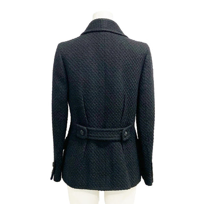 Chanel Coat 38 M Black Long Sleeve Tweed Short Length Winter Autumn Wool — view 2