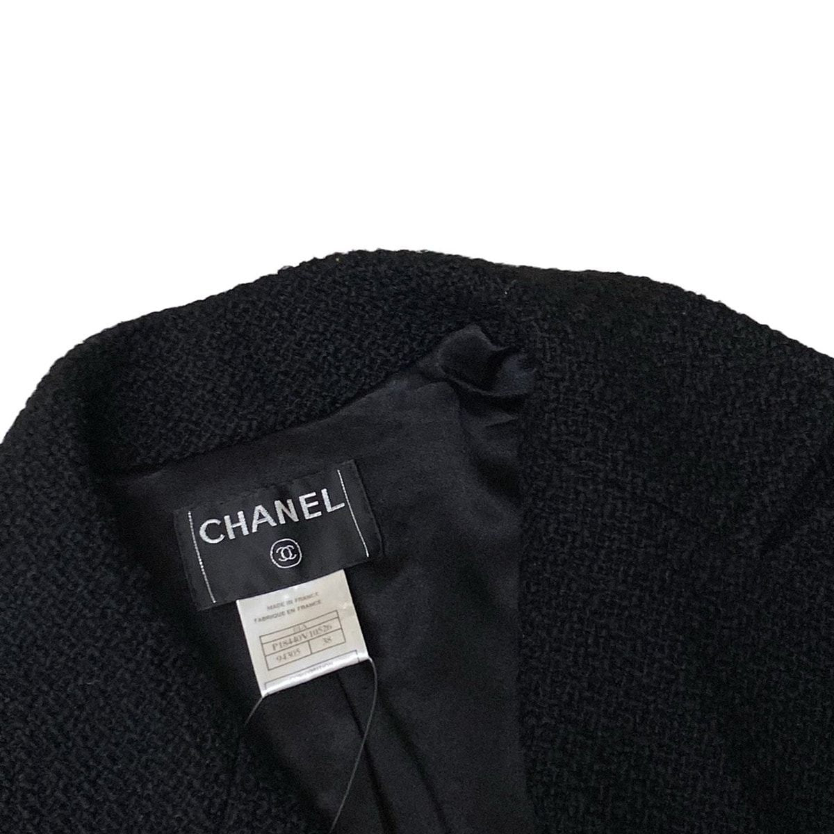 Chanel Coat 38 M Black Long Sleeve Tweed Short Length Winter Autumn Wool — view 7