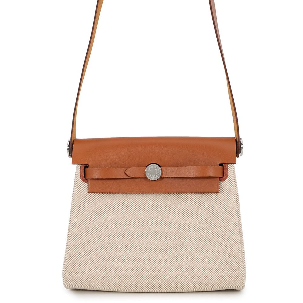 Hermes Shoulder Bag Herbag Zip Mini Ecru Fauve Silver Toile H Vache Hunter