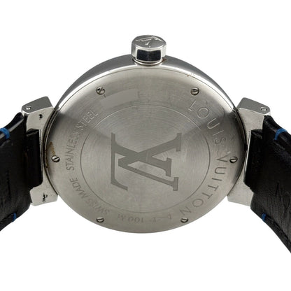 Louis Vuitton Tambour GMT Watch SS Leather Automatic Blue — view 4