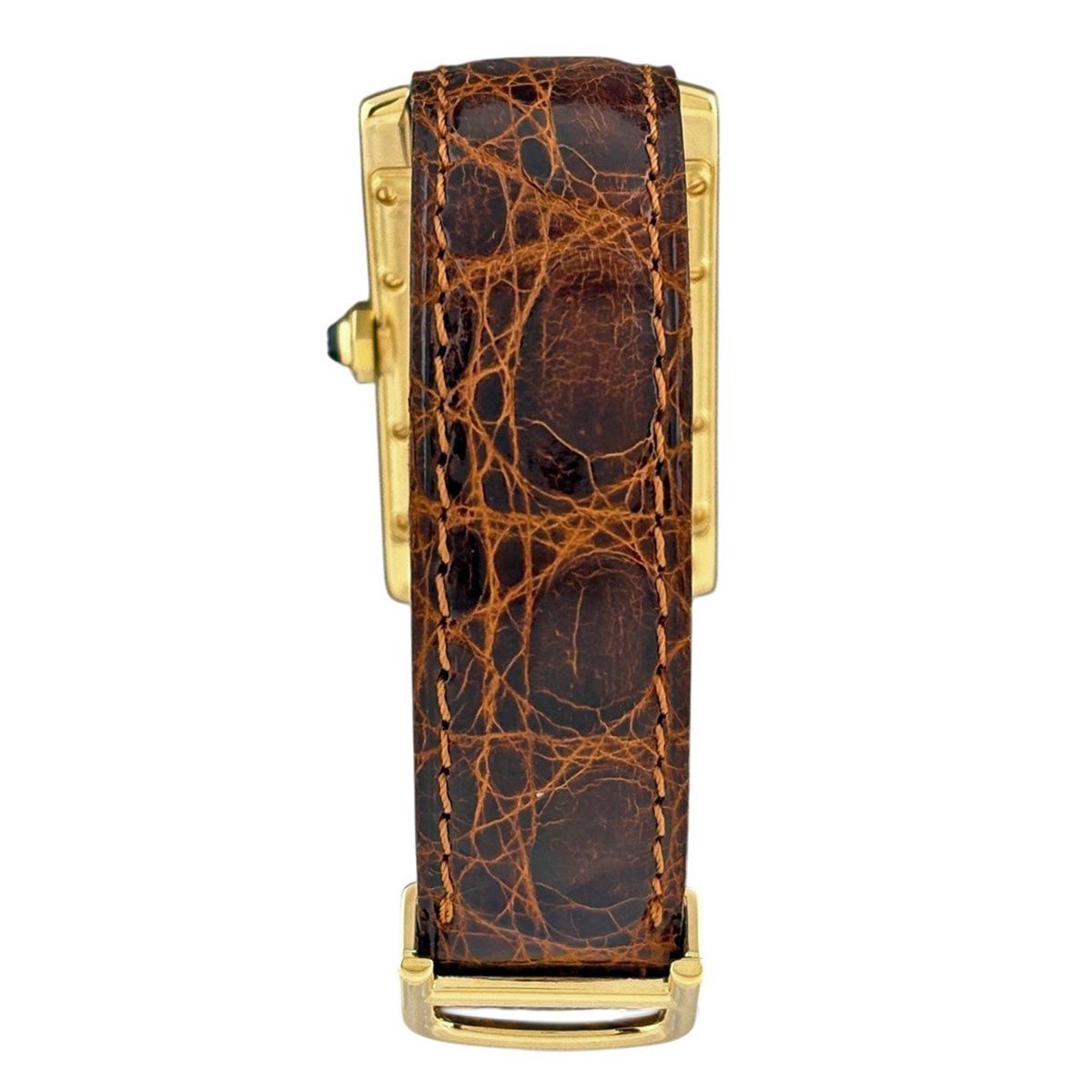Cartier Tank American Wristwatch YG Leather Quartz Ivory Watch — view 3