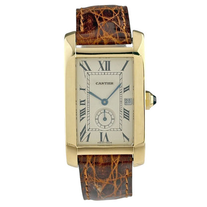 Cartier Tank American Wristwatch YG Leather Quartz Ivory Watch — view 2