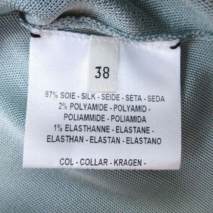 Hermes Silk High Gauge Knit Frill Neck Top 38 Light Green Sweater — view 7