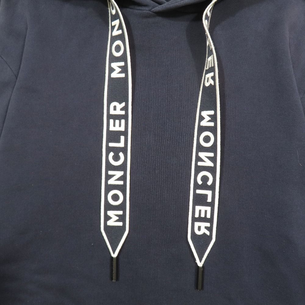 Moncler Logo Drawstring Embroidery Sweatshirt Pullover Hoodie XL Navy — view 3