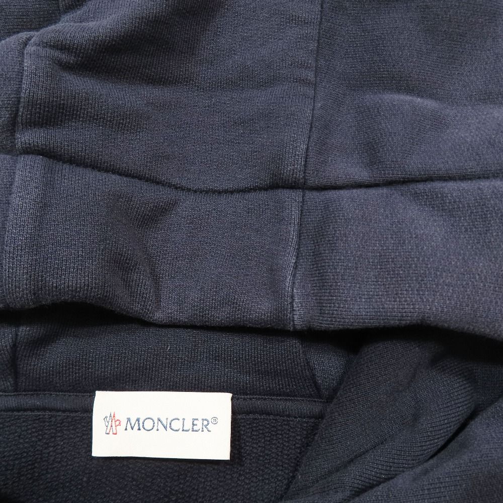 Moncler Logo Drawstring Embroidery Sweatshirt Pullover Hoodie XL Navy — view 7