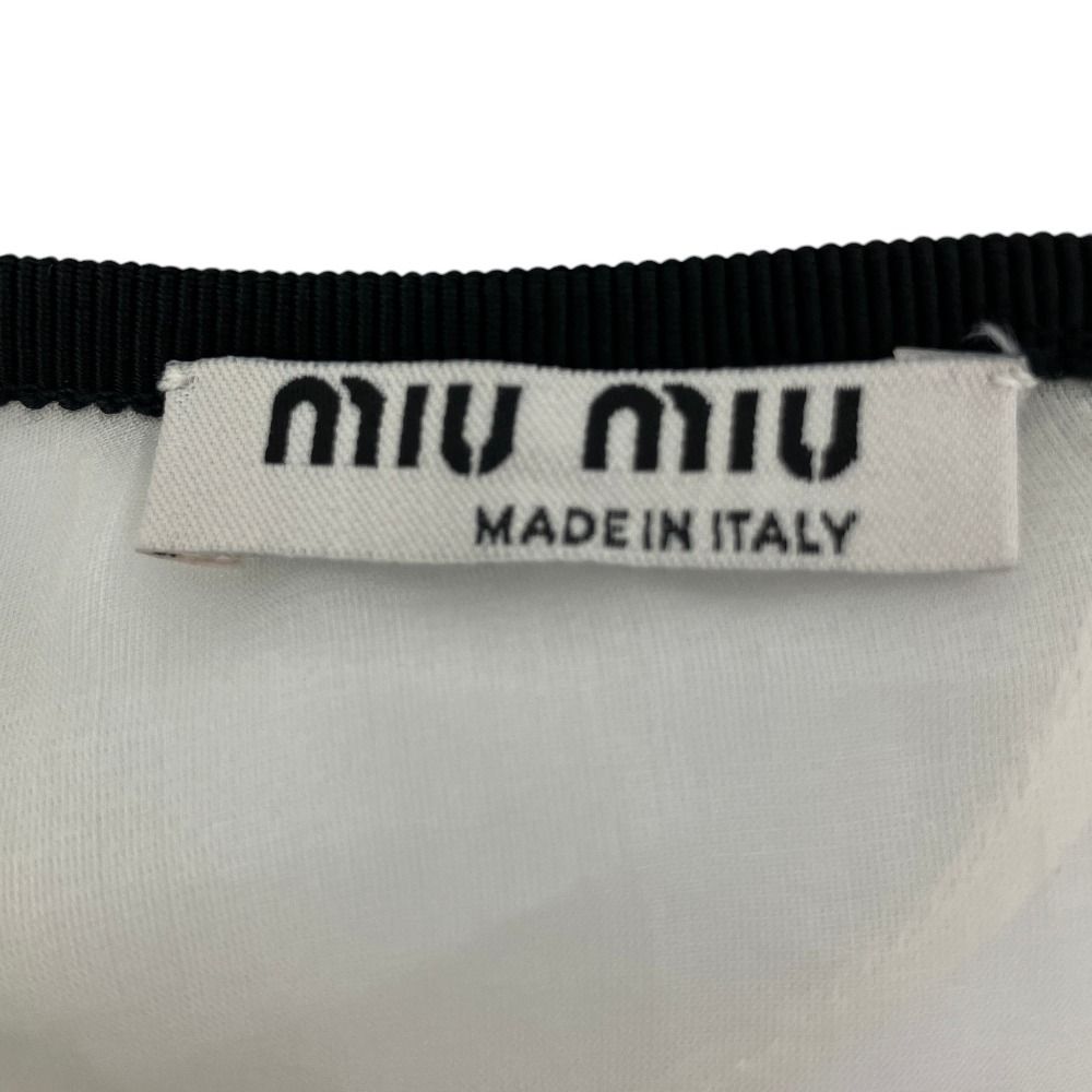 Miu Miu Puff Sleeve Cropped Sheer Ruffle Blouse 42 Off White — view 6