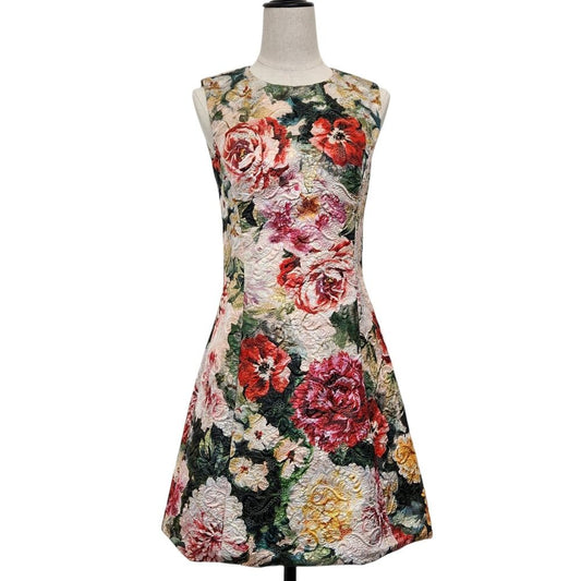 Dolce & Gabbana Flower Jacquard Sleeveless Dress 40 Multicolor