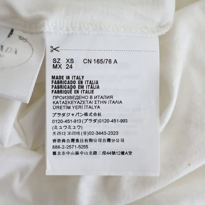 Prada Triangle Logo Lace Cotton Long Sleeve T-Shirt Dress #xs White — view 8