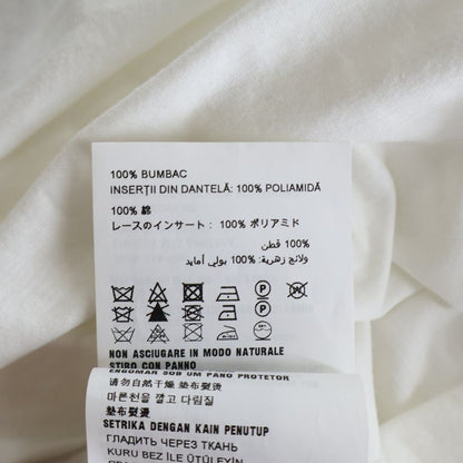 Prada Triangle Logo Lace Cotton Long Sleeve T-Shirt Dress #xs White — view 7