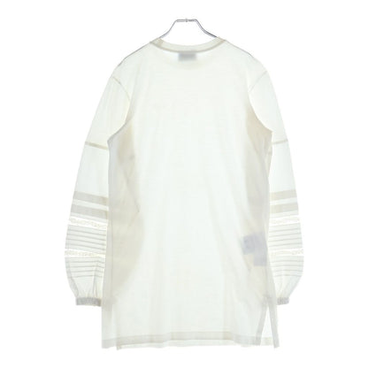 Prada Triangle Logo Lace Cotton Long Sleeve T-Shirt Dress #xs White — view 2