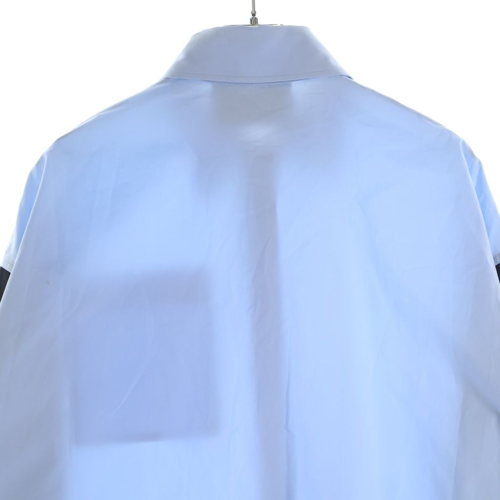 Prada Triangle Logo Cotton Docking Long Sleeve Shirt 36 Blue Black — view 4