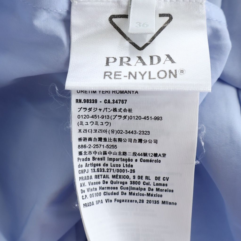 Prada Triangle Logo Cotton Docking Long Sleeve Shirt 36 Blue Black — view 8
