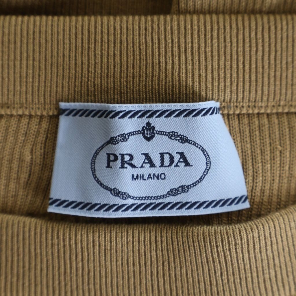Prada Triangle Logo Silk Knit Long Skirt 40 Brown — view 6