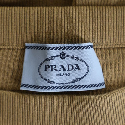 Prada Triangle Logo Silk Knit Long Skirt 40 Brown — view 6