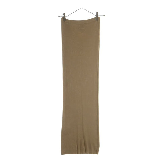 Prada Triangle Logo Silk Knit Long Skirt 40 Brown