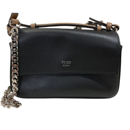 Fendi Applique Studs Flowerland Micro Double Bucket Chain Shoulder Bag Khaki — view 4