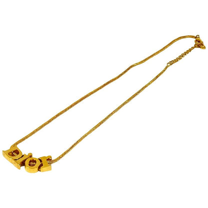 Dior Vintage Logo Snake Chain Necklace Gold Plated — view 3