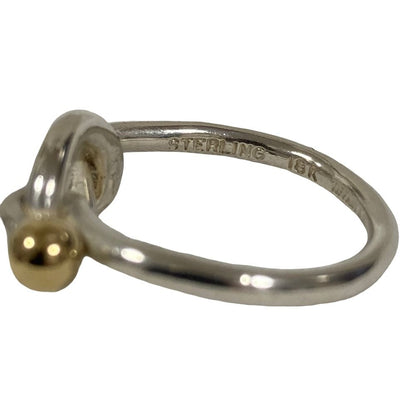 Tiffany & Co Vintage Hook &eye Love Knotring Ring Sterling Silver 18K — view 4