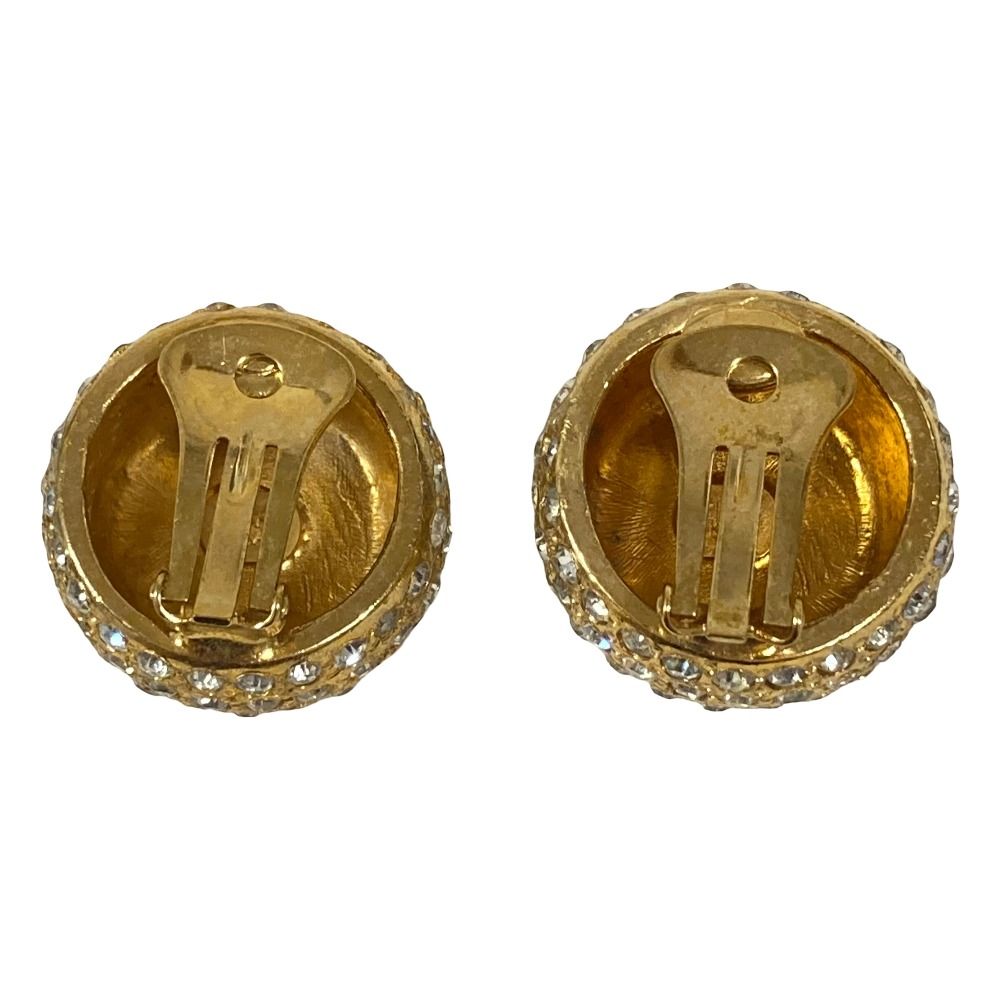Versace Gianni Vintage Medusa Rhinestone Huge Earrings Gold Plated — view 3