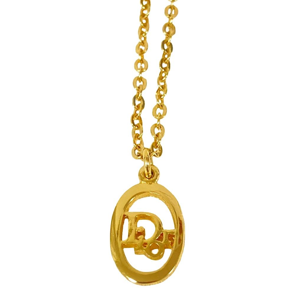 Dior Vintage Logo Chain Necklace Gold Plated