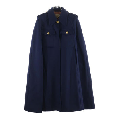 Gucci Wool Cape Coat Long Navy 46