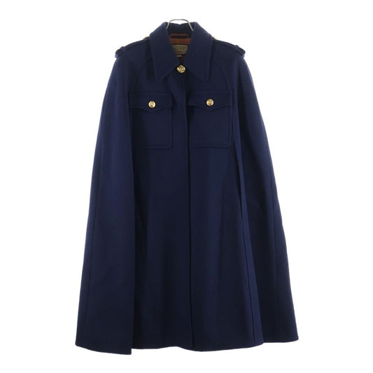 Gucci Wool Cape Coat Long Navy 46