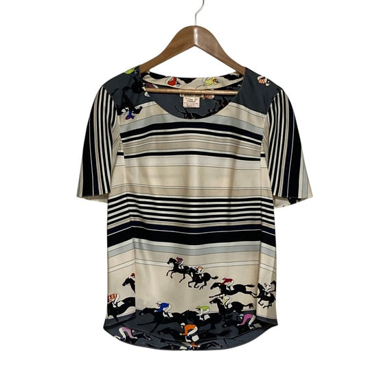 Hermes Jockey Silk T-Shirt 40 Beige