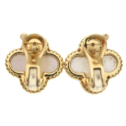 Van Cleef & Arpels Vintage Alhambra Mother of Pearl 18K Yellow Gold Earrings — view 2