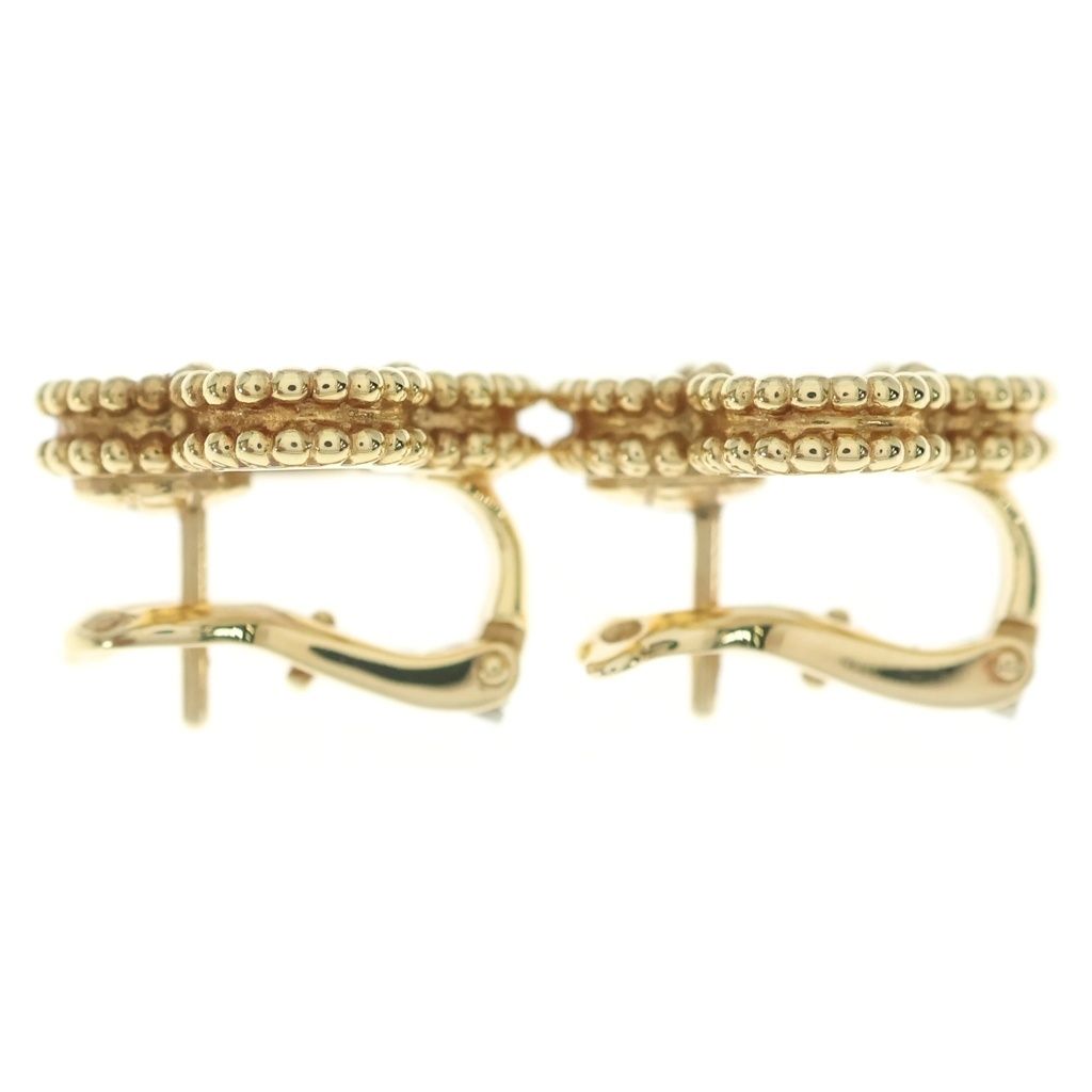 Van Cleef & Arpels Vintage Alhambra Mother of Pearl 18K Yellow Gold Earrings — view 4
