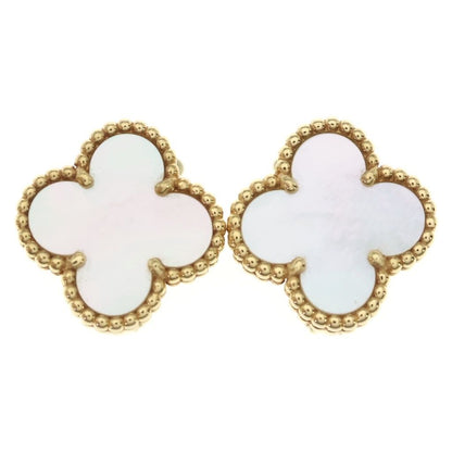 Van Cleef & Arpels Vintage Alhambra Mother of Pearl 18K Yellow Gold Earrings