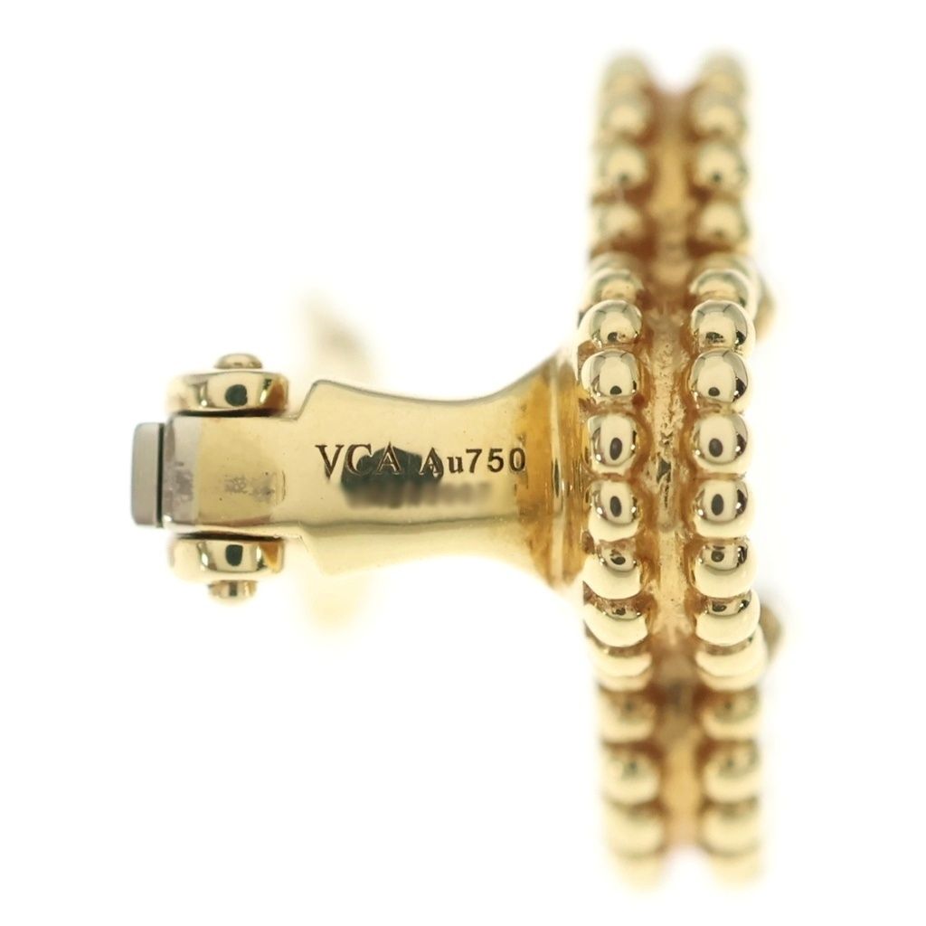 Van Cleef & Arpels Vintage Alhambra Mother of Pearl 18K Yellow Gold Earrings — view 5