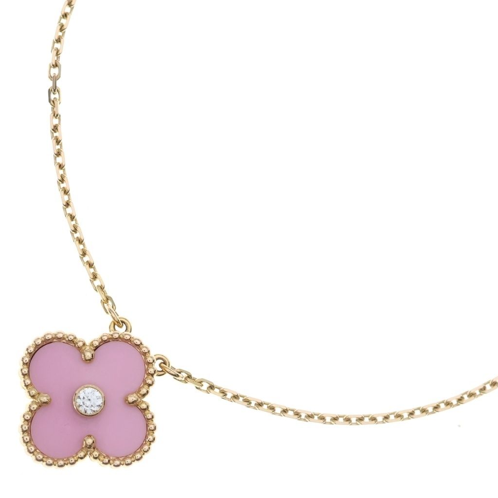 Van Cleef & Arpels Vintage Alhambra Pin Creasing Bull 18K Pink Gold Necklace