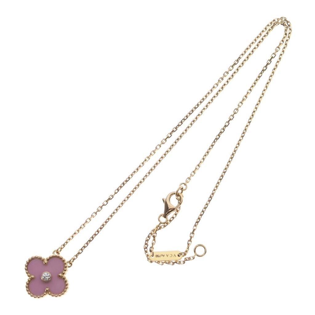 Van Cleef & Arpels Vintage Alhambra Pin Creasing Bull 18K Pink Gold Necklace — view 2